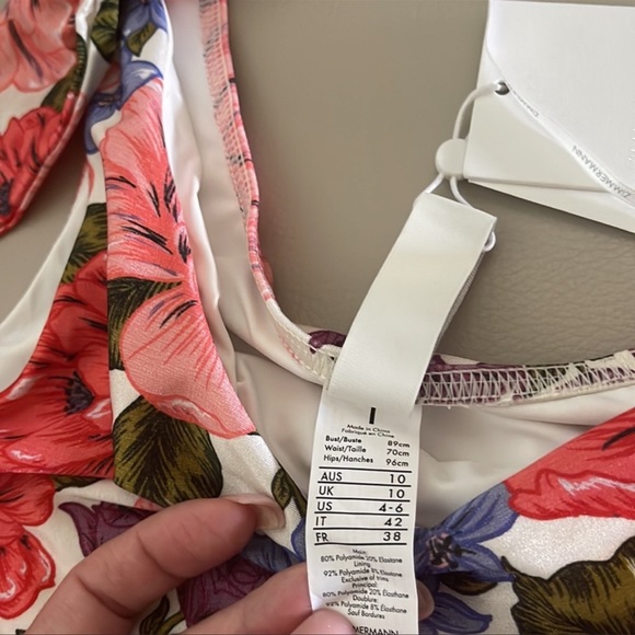 Zimmermann cut out floral swimsuit AU sz 1 - Picture 8 of 10